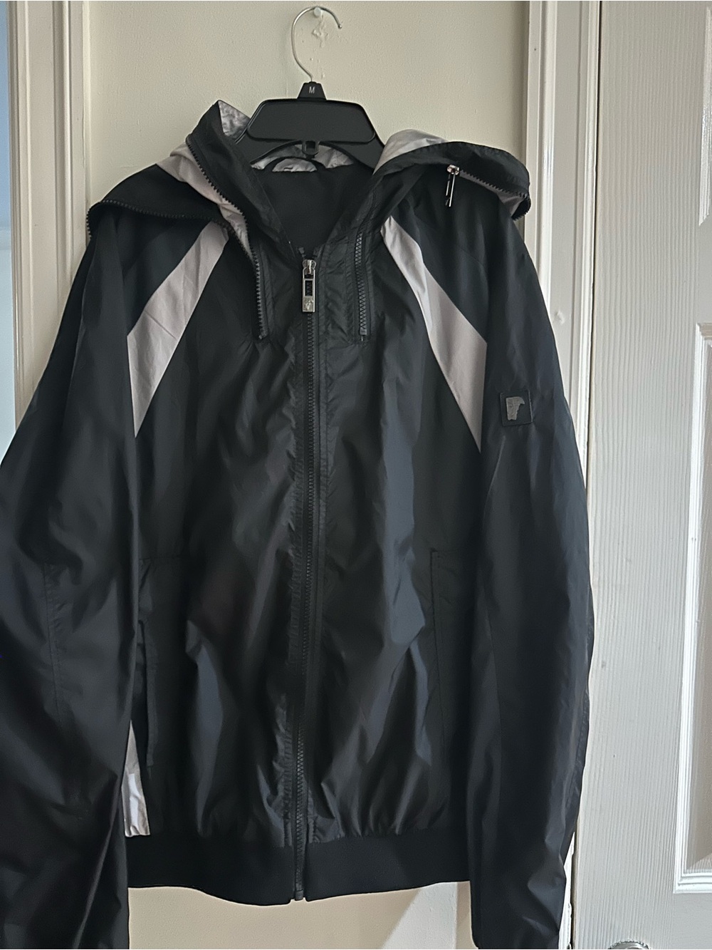 Versace Collection Black Windbreaker with Gray Accents
